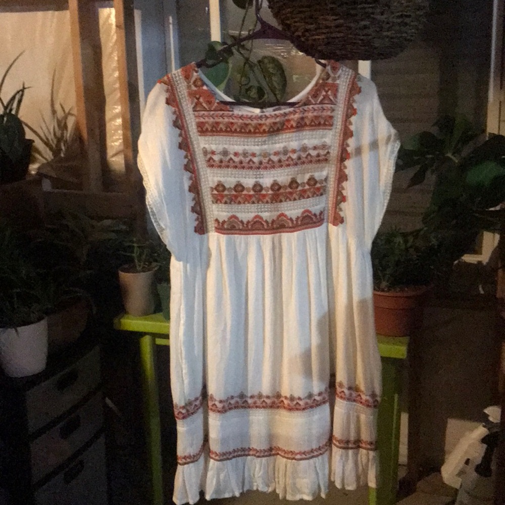 NWT Free People Flowy Embroidered Linen Dress S